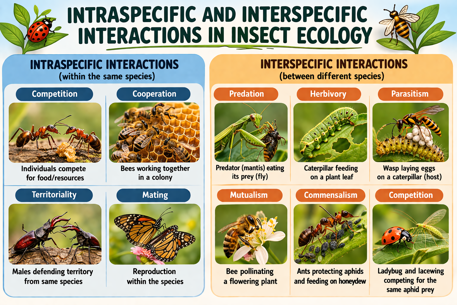 Intraspecific and Interspecific Interactions in Insect Ecology: A Technical Review